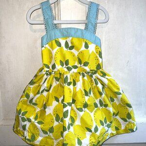 Mini Boden Sleeveless Lemon Print Summer Dress, Girls 3-4 Years